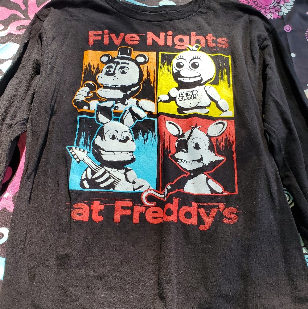 Five Nights at Freddy’s Graphic Long Sleeve Shirt Black FNAF Character Tee